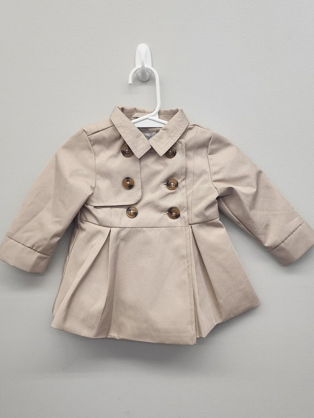 Tahari Baby Girls 3-6M Beige Trench Coat Jacket Bow Back Dressy
